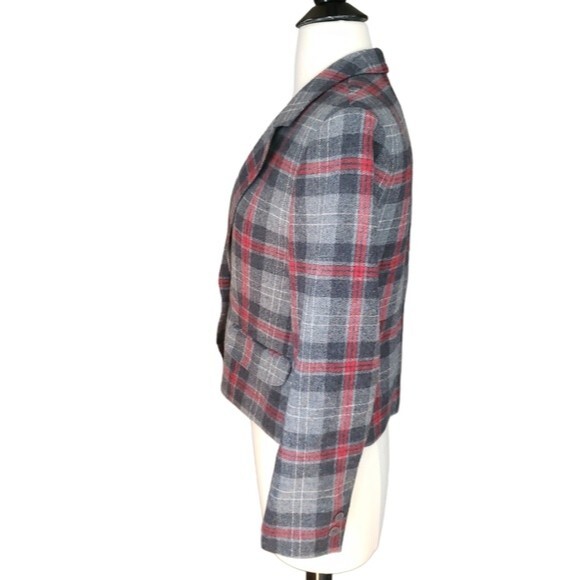 Vintage Plaid Pendleton Blazer Women's Size 6 Preppy 90s Clueless Petite Gray - Picture 2 of 5